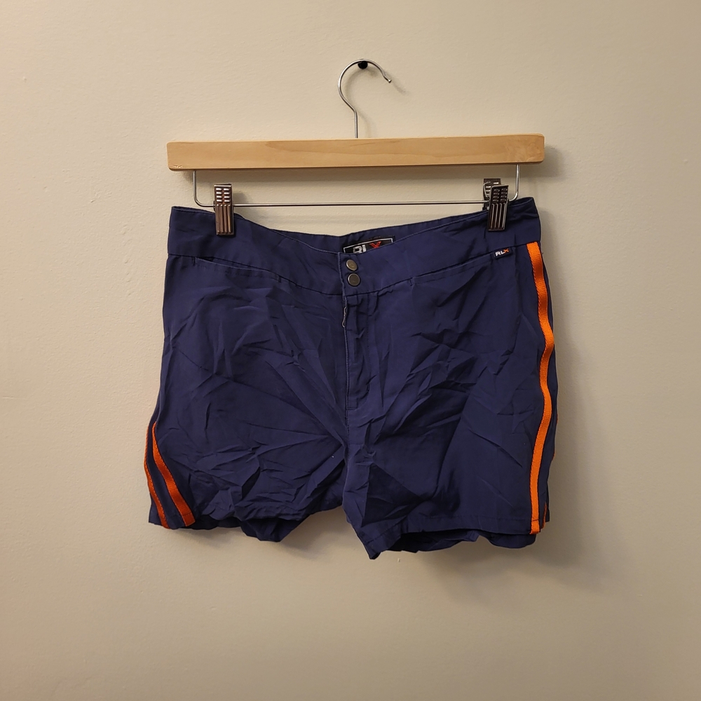 Navy Blue Shorts with Orange Stripes